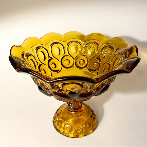 L.E. Smith Moon & Stars Amber Compote - Picture 3 of 3